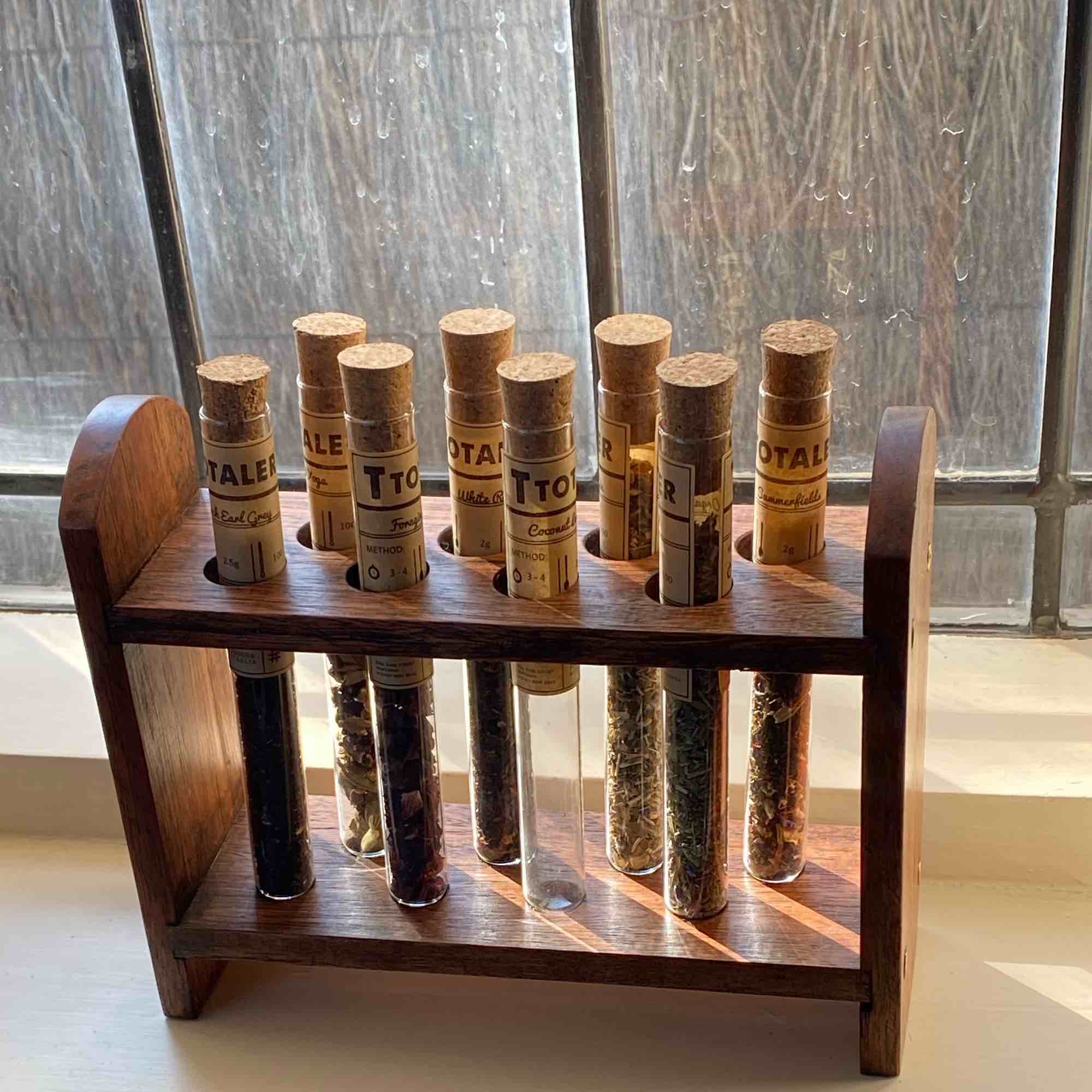 Vintage style Test Tube rack for Tea, Spices, Apothecary Potions, or seedlings